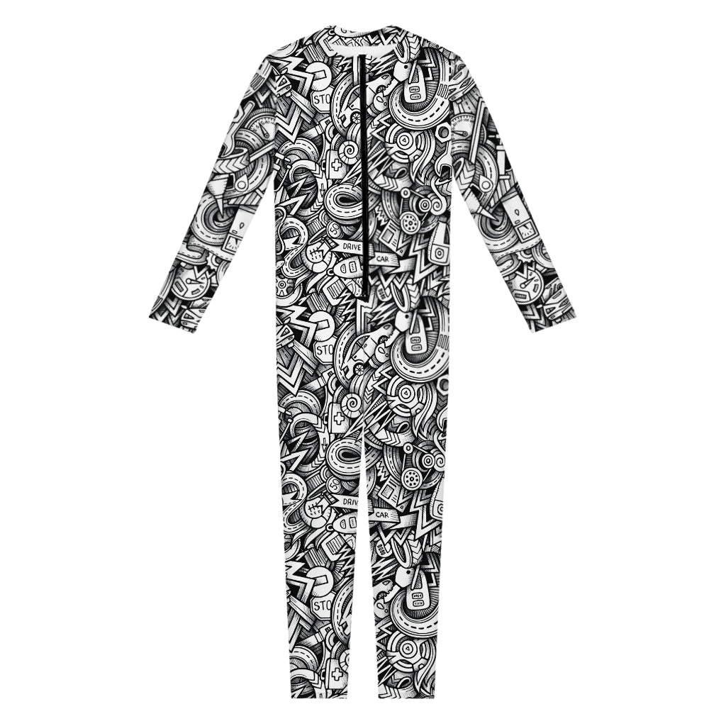 Cartoon Mechanic Pattern Print Jumpsuit