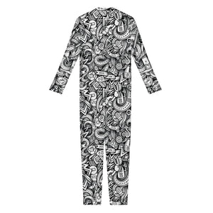 Cartoon Mechanic Pattern Print Jumpsuit