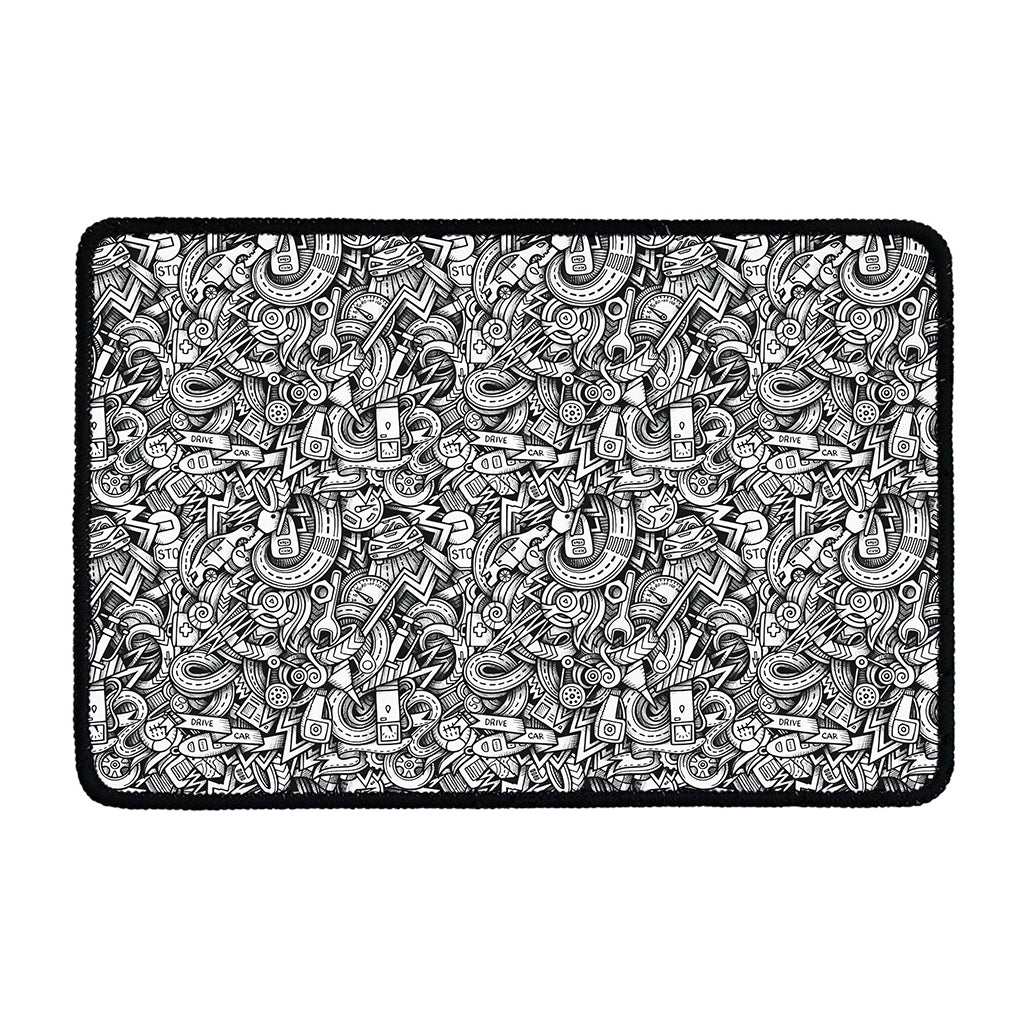 Cartoon Mechanic Pattern Print Kitchen Mat