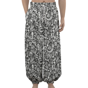 Cartoon Mechanic Pattern Print Lantern Pants