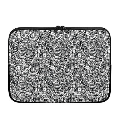 Cartoon Mechanic Pattern Print Laptop Sleeve
