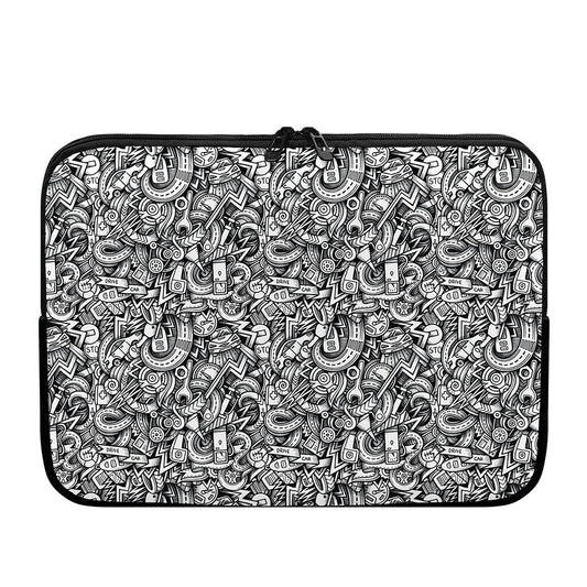 Cartoon Mechanic Pattern Print Laptop Sleeve