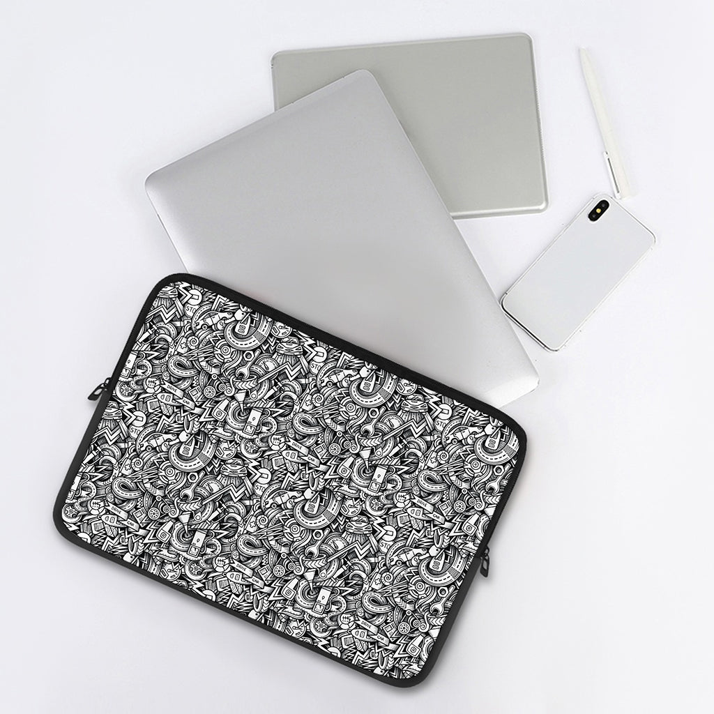 Cartoon Mechanic Pattern Print Laptop Sleeve