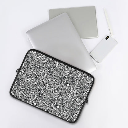Cartoon Mechanic Pattern Print Laptop Sleeve