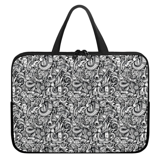 Cartoon Mechanic Pattern Print Laptop Sleeve With Handle