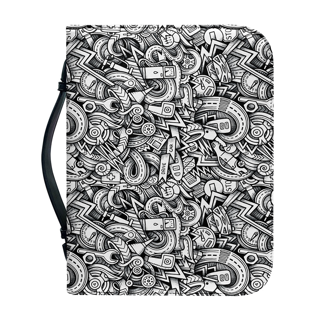 Cartoon Mechanic Pattern Print Leather Bible Cover