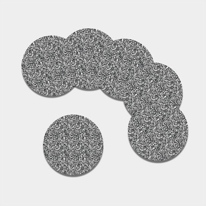 Cartoon Mechanic Pattern Print Leather Coaster Set