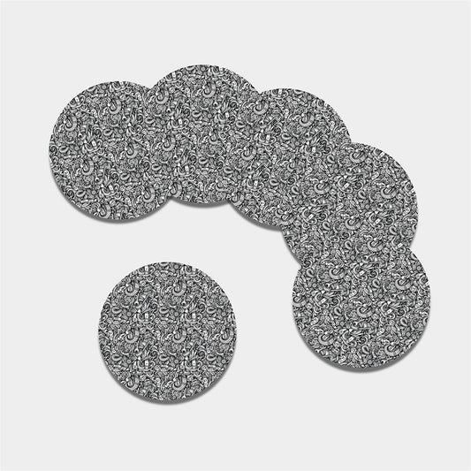 Cartoon Mechanic Pattern Print Leather Coaster Set