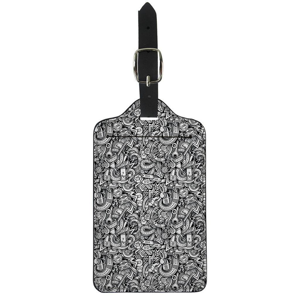 Cartoon Mechanic Pattern Print Luggage Tag