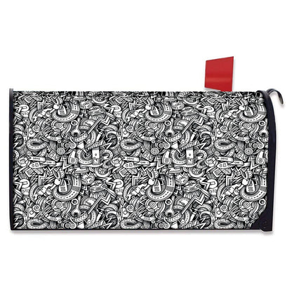 Cartoon Mechanic Pattern Print Mailbox Cover