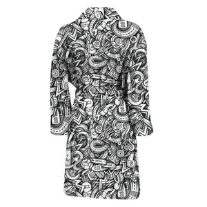 Cartoon Mechanic Pattern Print Men's Bathrobe