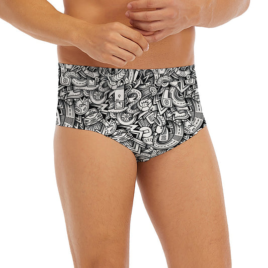 Cartoon Mechanic Pattern Print Men's Briefs