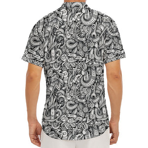 Cartoon Mechanic Pattern Print Men's Deep V-Neck Shirt