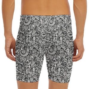 Cartoon Mechanic Pattern Print Men's Long Boxer Briefs