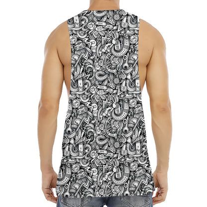 Cartoon Mechanic Pattern Print Men's Muscle Tank Top