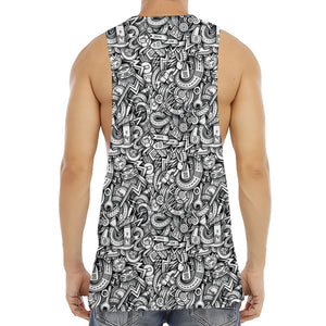 Cartoon Mechanic Pattern Print Men's Muscle Tank Top