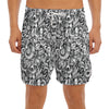 Cartoon Mechanic Pattern Print Men's Split Running Shorts