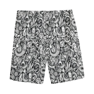 Cartoon Mechanic Pattern Print Men's Sports Shorts