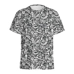 Cartoon Mechanic Pattern Print Men's Sports T-Shirt