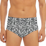 Cartoon Mechanic Pattern Print Men's Triangle Swim Briefs