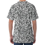 Cartoon Mechanic Pattern Print Men's Velvet T-Shirt