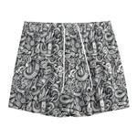 Cartoon Mechanic Pattern Print Mesh Shorts