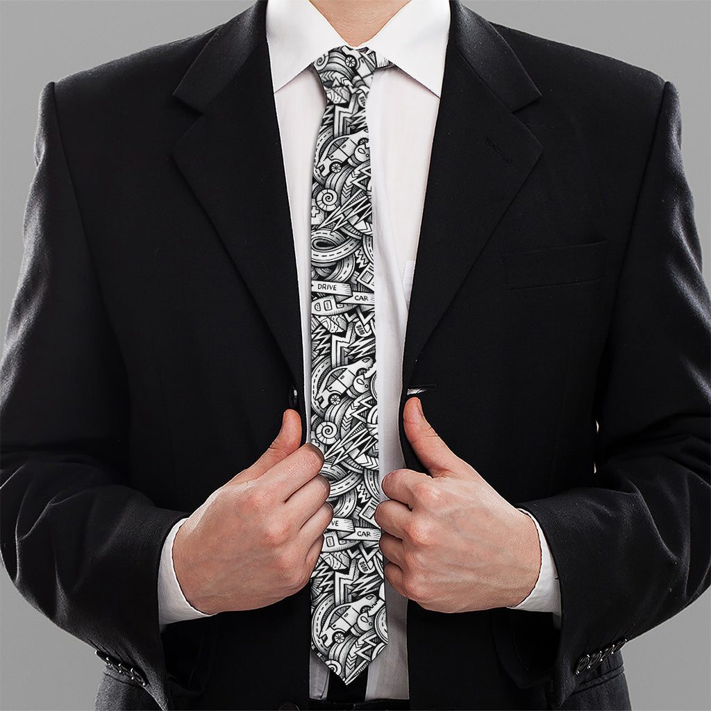 Cartoon Mechanic Pattern Print Necktie