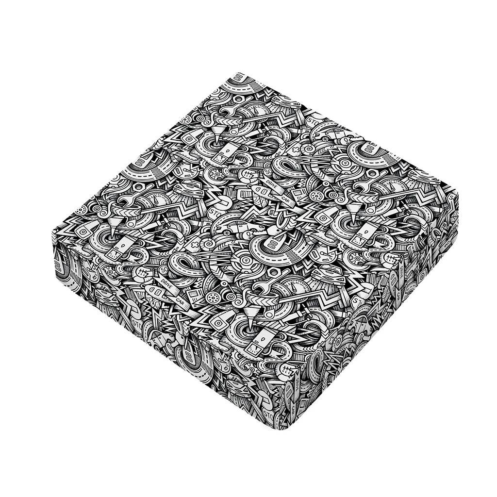 Cartoon Mechanic Pattern Print Outdoor Seat Cushion Cover