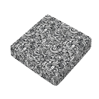 Cartoon Mechanic Pattern Print Outdoor Seat Cushion Cover