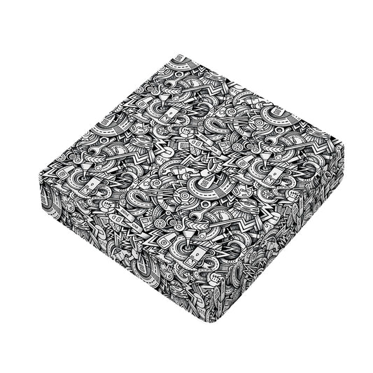 Cartoon Mechanic Pattern Print Outdoor Seat Cushion Cover