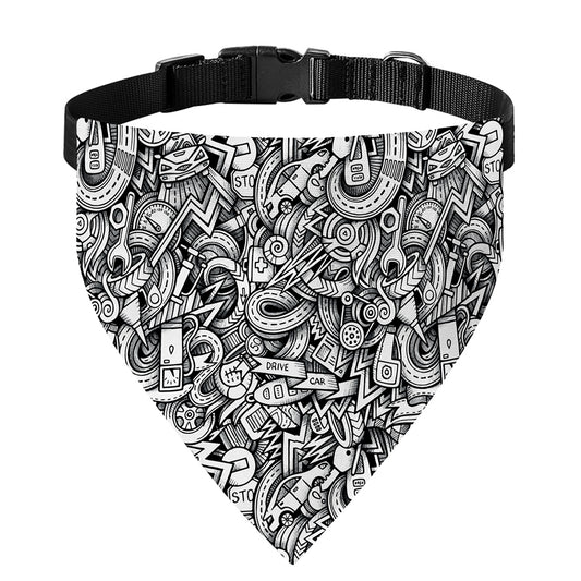 Cartoon Mechanic Pattern Print Over The Collar Dog Bandana