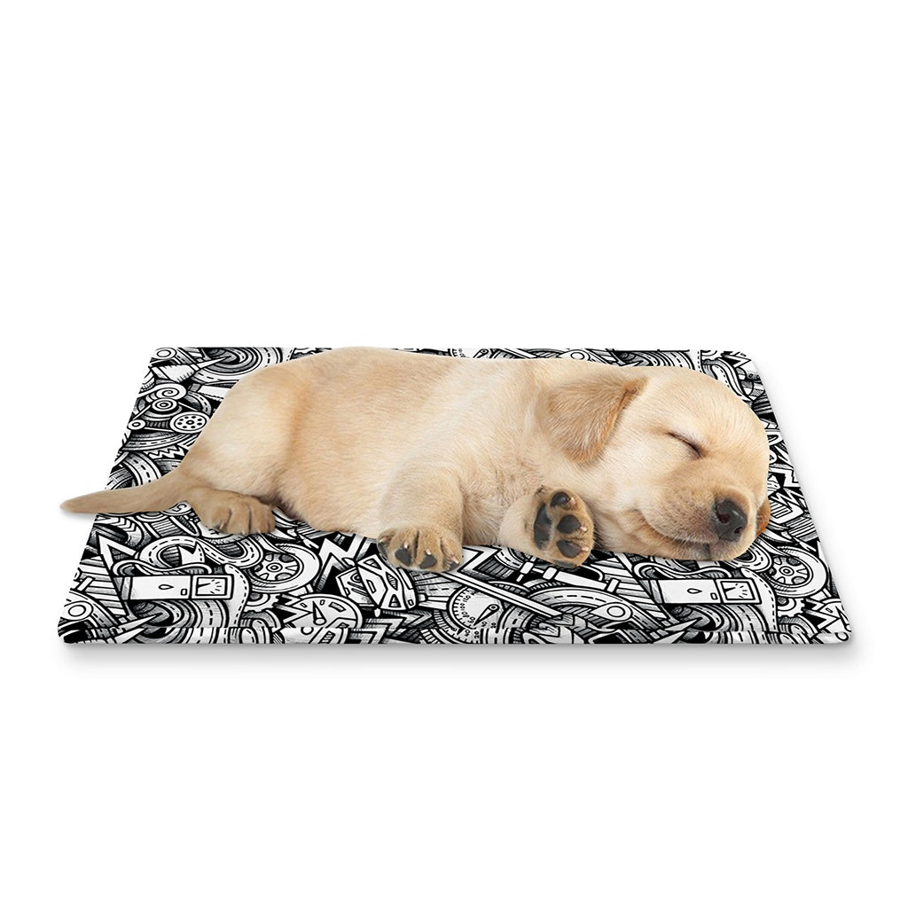 Cartoon Mechanic Pattern Print Pet Cooling Mat Cover
