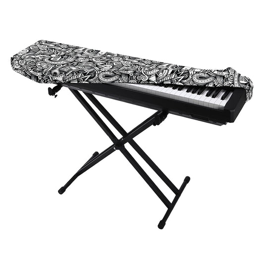 Cartoon Mechanic Pattern Print Piano Keyboard Cover