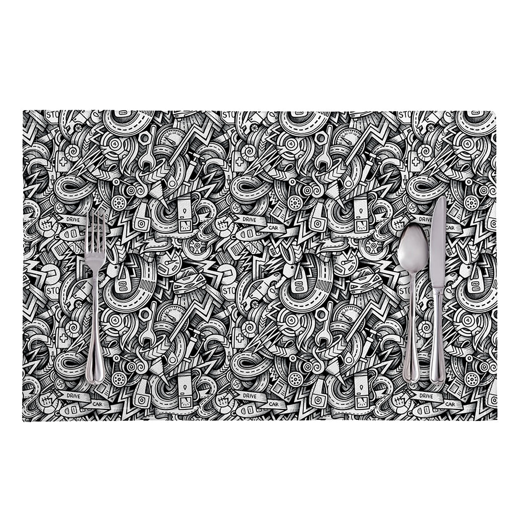 Cartoon Mechanic Pattern Print Placemat