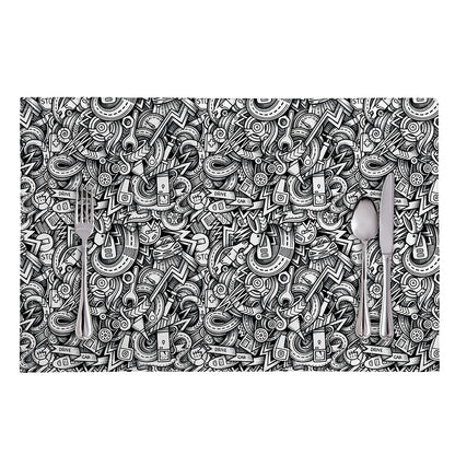 Cartoon Mechanic Pattern Print Placemat