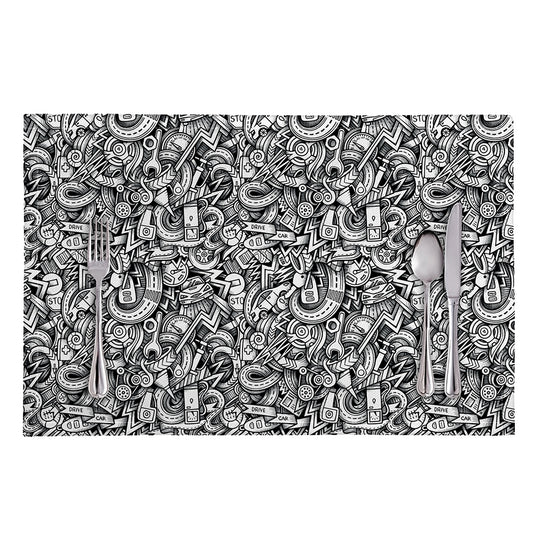 Cartoon Mechanic Pattern Print Placemat