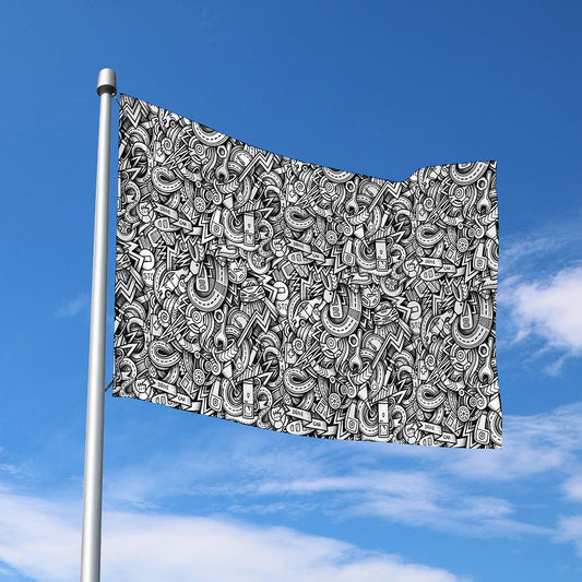 Cartoon Mechanic Pattern Print Polyester Flag