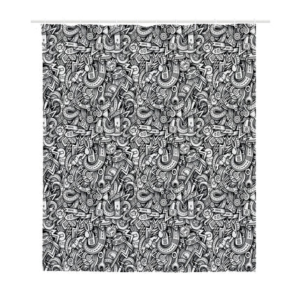 Cartoon Mechanic Pattern Print Polyester Shower Curtain