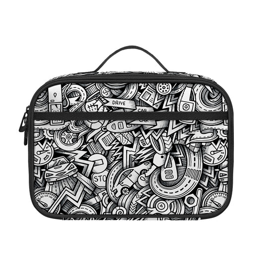 Cartoon Mechanic Pattern Print Portable Lunch Bag