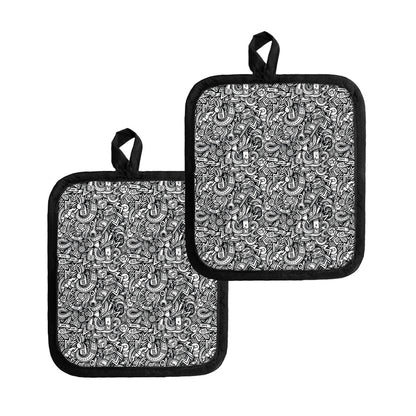 Cartoon Mechanic Pattern Print Pot Holders
