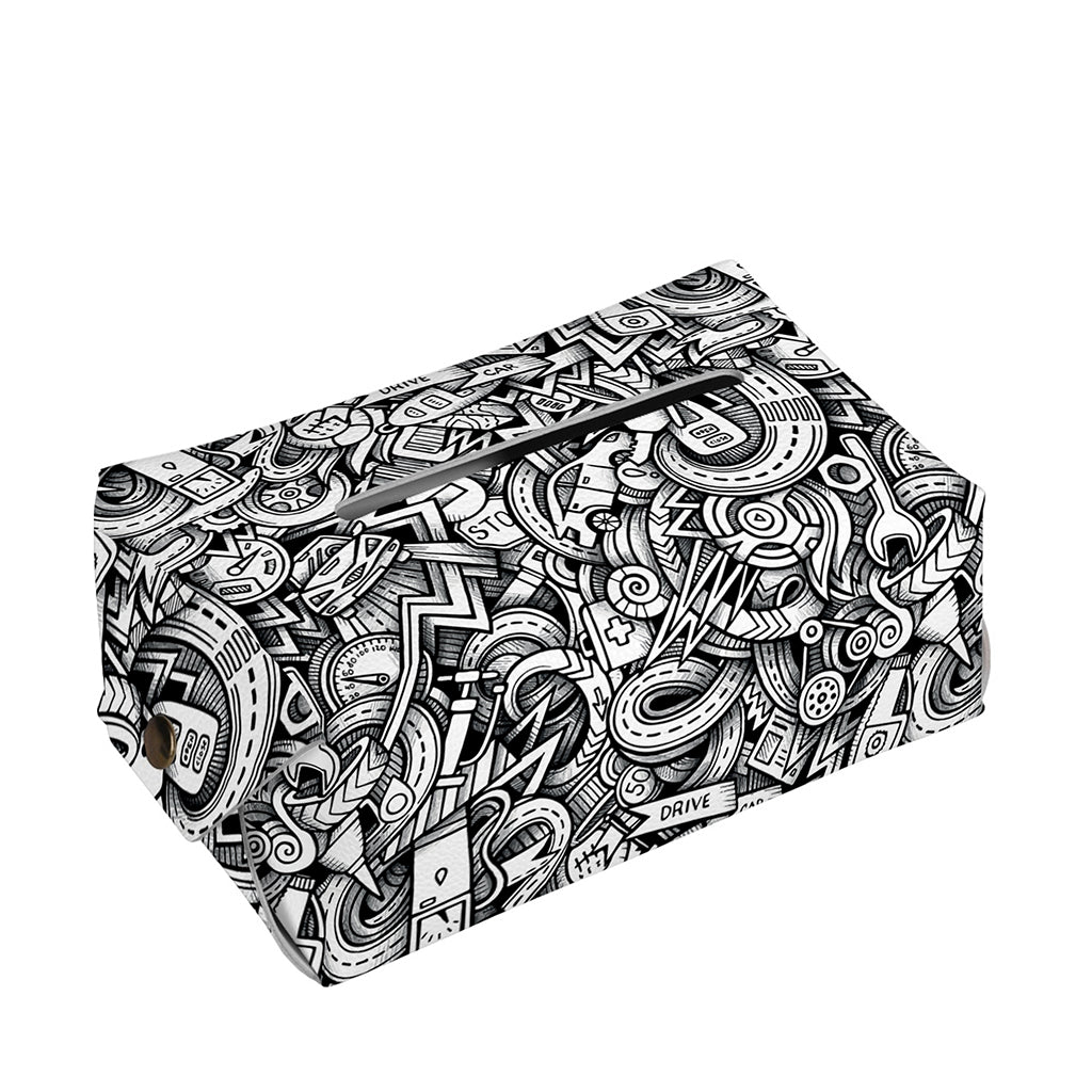 Cartoon Mechanic Pattern Print Rectangle Tissue Box Cover