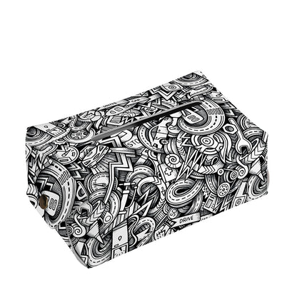 Cartoon Mechanic Pattern Print Rectangle Tissue Box Cover