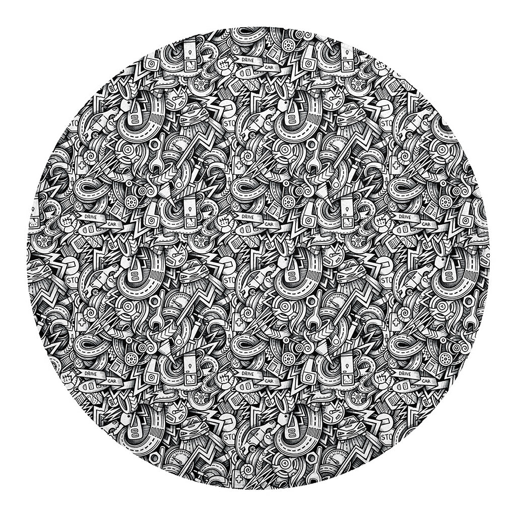 Cartoon Mechanic Pattern Print Round Blanket