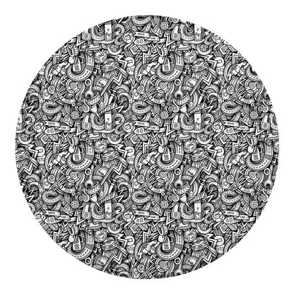 Cartoon Mechanic Pattern Print Round Blanket