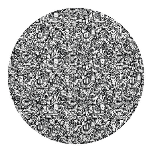 Cartoon Mechanic Pattern Print Round Blanket