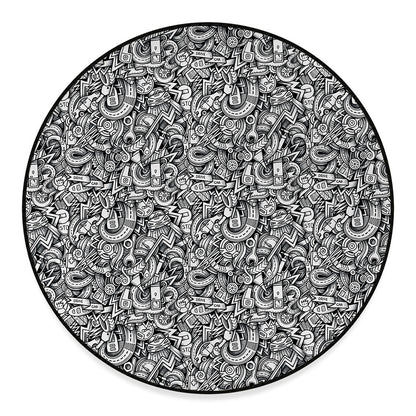 Cartoon Mechanic Pattern Print Round Floor Mat