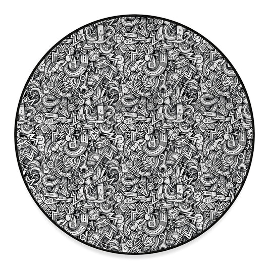 Cartoon Mechanic Pattern Print Round Floor Mat