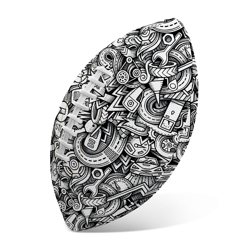 Cartoon Mechanic Pattern Print Rugby Ball