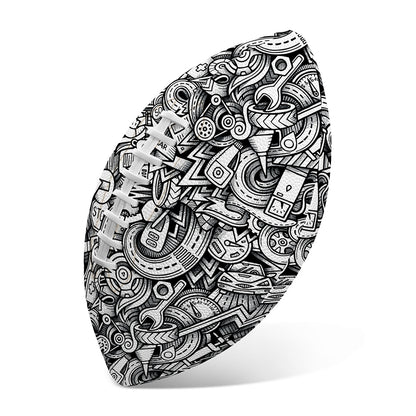 Cartoon Mechanic Pattern Print Rugby Ball