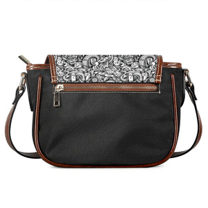 Cartoon Mechanic Pattern Print Saddle Bag